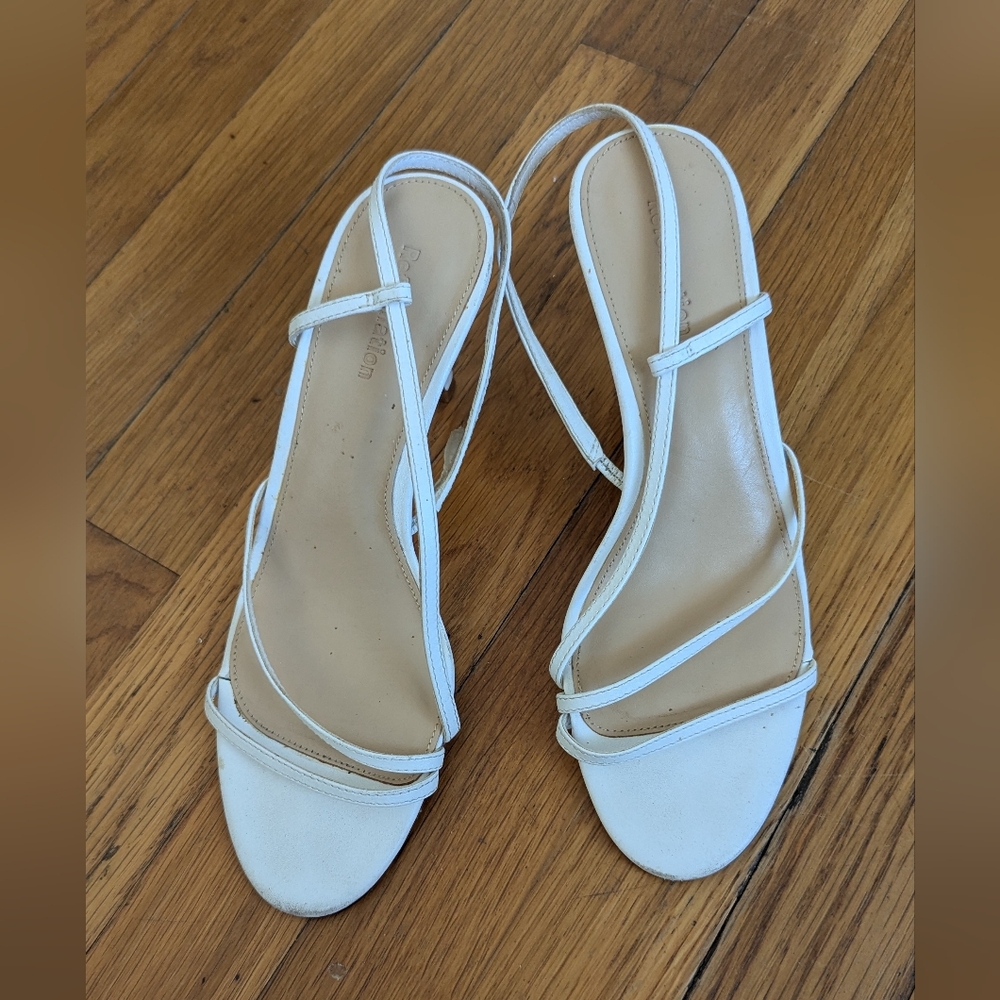 Reformation White Strappy Slingback Heels